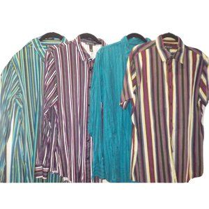 Lot of 4 INC International Concepts Mens Pinstriped Button-down Shirts